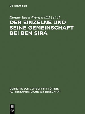 cover image of Der Einzelne und seine Gemeinschaft bei Ben Sira